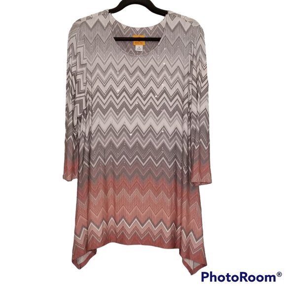 Ruby Rd. Embellished Chevron Tunic Top, Size M - Picture 1 of 9